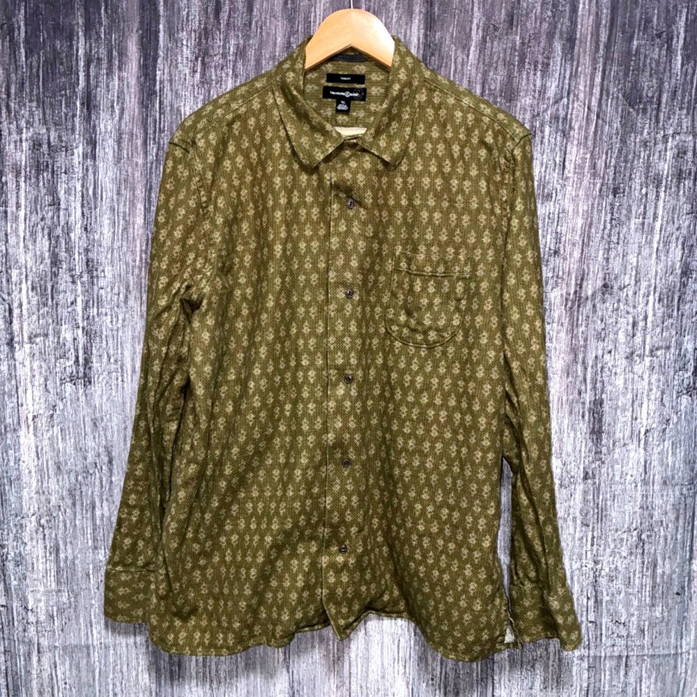 Treasure & Bond Shirt Trim Fit Button-Up Long Sleeve Button Up Shirt Mens XL